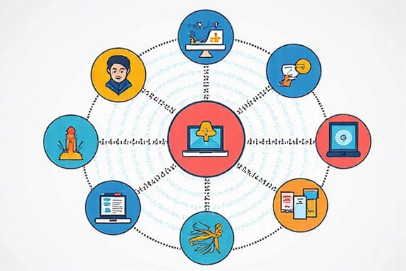 Illustration of digital advertising and analytics data flow