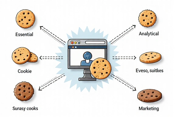 Illustration of various types of cookies and data processing